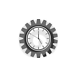 Clock gear icon isolated. Flat design