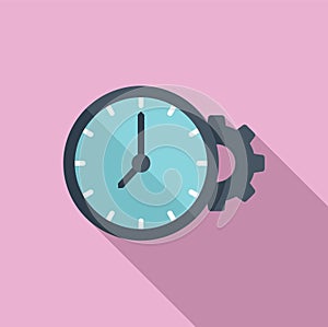 Clock gear time icon flat . Work control