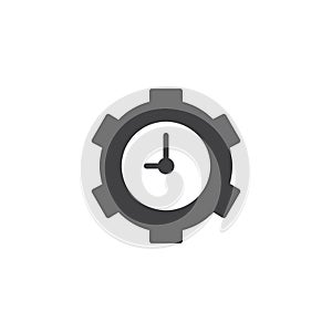 Clock in gear vector icon