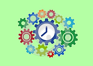 Clock in gears abstract concept colorful