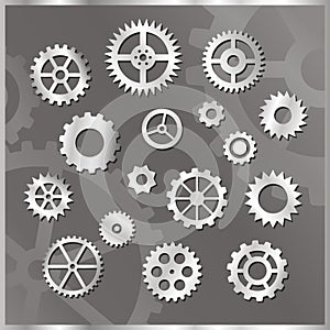 Clock gears silver icons