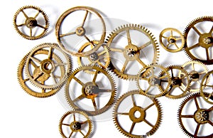 Clock gears on a white background