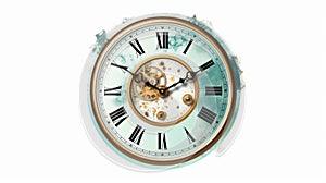 Turquoise Goldrimmed Clock With Realistic Watercolor Style And Baroque Nu-vintage Design photo
