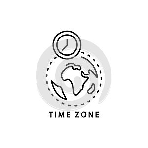 Clock and globe outline icon. linear style sign for mobile concept and web design. World Time simple line vector icon