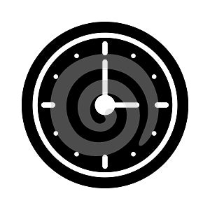 Clock glyph flat vector icon