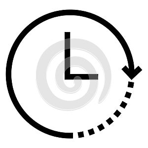 Clock gyre arrow icon in line style, clock hand. Gyre arrow icon for time tracking at work. Use pixel perfect line gyre