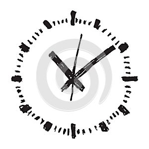 Clock hand drawn vector icon