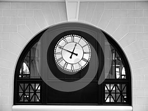 Clock: historic train station arch - h photo