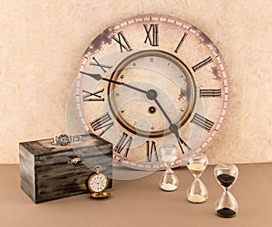 Clock, Hourglassess, Wristwatch, and Pocketwatch