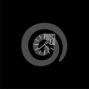 Clock Icon 365 Days icon isolated on dark background