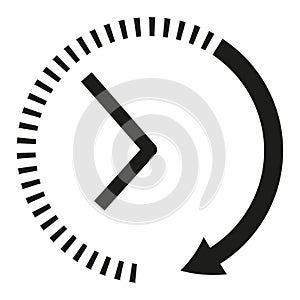 Clock icon. Black and white clock arrows