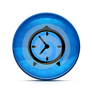 Clock icon on classy splash blue round button illustration