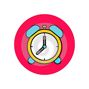 Clock icon with colorful design in red circle shape