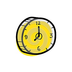 Clock Icon Design Vector Illustration Doodle