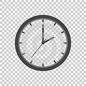 Clock icon, flat design. Vector illustration on isolated background.