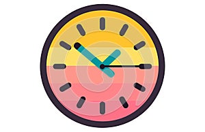 Clock icon in flat style, timer on color background. Vector Clock design element