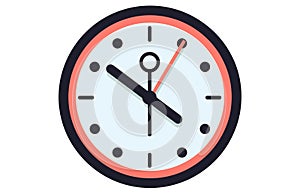 Clock icon in flat style, timer on color background. Vector Clock design element