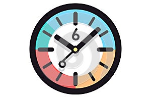 Clock icon in flat style, timer on color background. Vector Clock design element