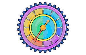 Clock icon in flat style, timer on color background. Vector Clock design element