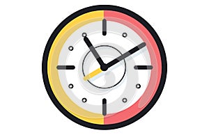 Clock icon in flat style, timer on color background. Vector Clock design element