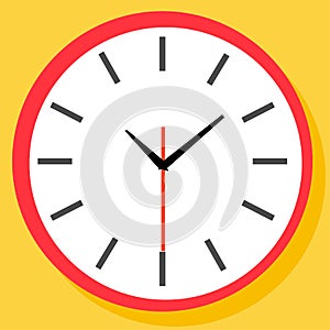 Clock icon in flat style, timer on color background