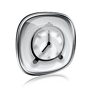 Clock icon grey glass.