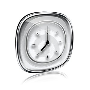 clock icon grey glass.