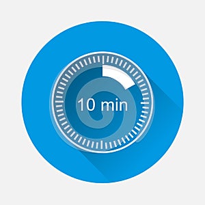 A clock icon indicating the time span of 10 minutes on blue back