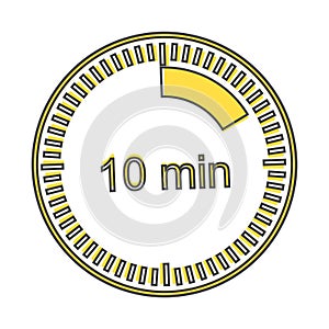 A clock icon indicating the time span of 10 minutes. The time span is ten minutes on the clock