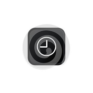 Clock icon modern button for web or appstore design black symbol isolated on white background. Vector EPS 10 photo