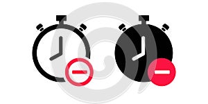 Clock icon reduce. Remove time. Illustration vector