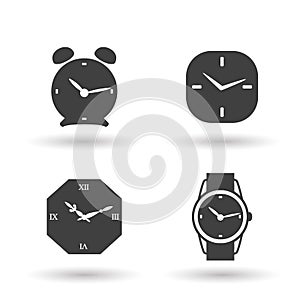 Clock icon. set of clock icons in the style of flat design.