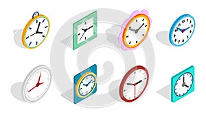 Clock icon set, isometric style