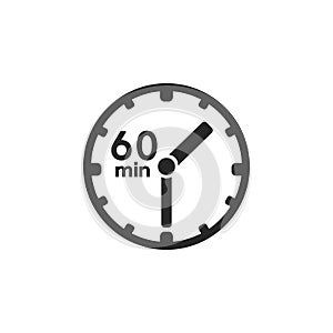Clock icon. sign 60 min. Vector illustration on white