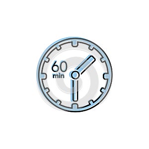 Clock icon. sign 60 min. Vector on white