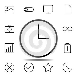 clock icon. Simple thin line, outline vector element of minimalistic, web icons set for UI and UX, website or mobile application
