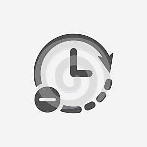 Clock icon. Time reduce icon simple vector.