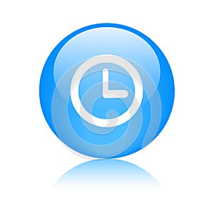 Clock icon web button blue