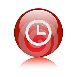 Clock icon web button red