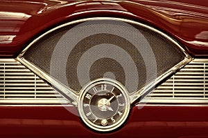 Clock inside a classic fifties car