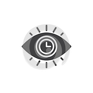 Clock inside eye icon vector