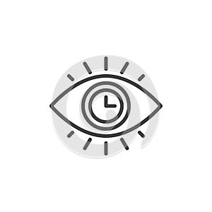 Clock inside eye line icon