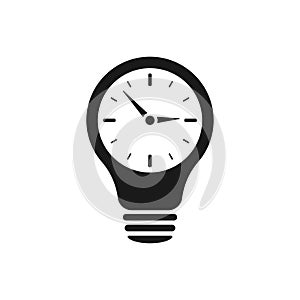 Clock inside lightbulb. Time concept. Illustration