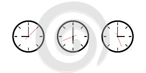 Clock isolated. Office time. Simple set of flat icons on white background