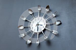 Clock in the kitchen, cutlery photo