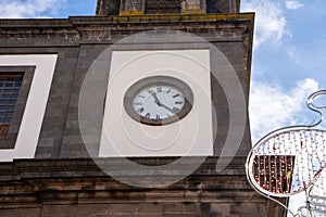 Clock of La Laguna Cathedral in San Cristobal de La Laguna, Tenerife, Canary Islands, Spain