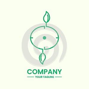 clock and leaf logo concept. minimalist, simple, combination, creative, modern and line style