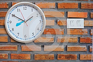 Clock and Light switch on the brick