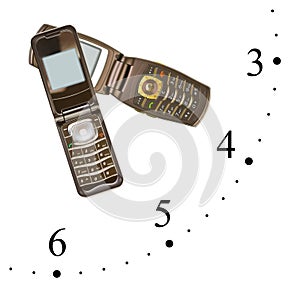 Clock made of mobile phones