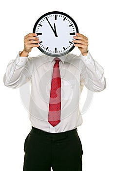 Clock manager in front of the head with stress.